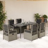  7-dijelni vrtni blagovaonski set od poliratana s jastucima sivi | shoptok.hr
