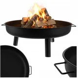 Vrtni željezni kamin 80 cm s ručkama crn
