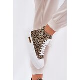 Boto High Women Sneakers With Leopard Print On Platform Brown Laviriona | shoptok.hr