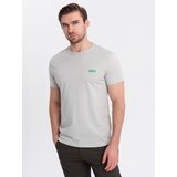 Ombre Men's cotton t-shirt with contrasting thread - light grey | Shoptok.si