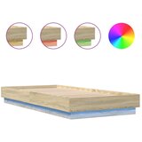 vidaXL Posteljni okvir z LED lučkami sonoma hrast 90x200 cm | Shoptok.si