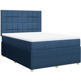 vidaXL Box spring postelja z vzmetnico modra 140x190 cm blago, (21306573) | Shoptok.si