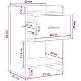  Noćni ormarići 2 pcs Crni hrast 40 x 36 x 60 cm | shoptok.hr