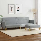  Dvosjed na razvlačenje od tkanine s tabureom svjetlosivi | shoptok.hr