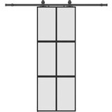  Klizna vrata s priborom crna 76 x 205 cm kaljeno staklo | shoptok.hr