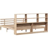  Krevet s regalom za knjige bez madraca 200 x 200 cm od borovine - Prirodna 200 x 200 cm | shoptok.hr