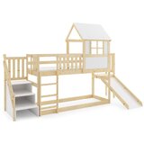 Molarem Home Drveni dječji povišeni krevet Antresola s toboganom I stepenicama - 200x90cm - svijetlo drvo | shoptok.hr