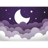  Foto tapeta - Moon dream - clouds in a purple sky with stars for children 100x70 Vodootporna | shoptok.hr