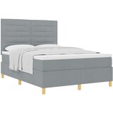 vidaXL Posteljni okvir z vzmetnico Svetlo siva 140x190 cm Tkanina, (22051364) Cene