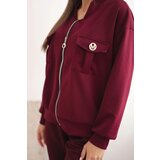 Kesi Włoski Women's set made of viscose with a button-up blouse and pants plum | Shoptok.si