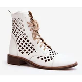 Kesi Zazoo Openwork leather ankle boots, white