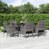  7-dijelni vrtni blagovaonski set s jastucima sivo-crni | shoptok.hr