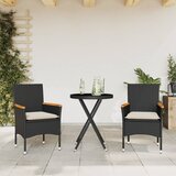  3-dijelni bistro set s jastucima crni od poliratana i stakla | Eponuda.com