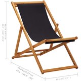 Sklopiva stolica za plažu od drva eukaliptusa i tkanine crna | shoptok.hr