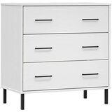  Komoda s 3 ladice bijela 77x40x79,5 cm od masivnog drva OSLO | shoptok.hr