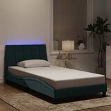  Okvir kreveta s LED-om bez madraca Hanko tamnozeleni 100x200 cm baršunasti | shoptok.hr