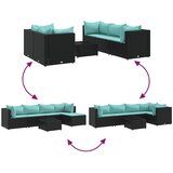  6-dijelna vrtna garnitura od poliratana s jastucima crna | shoptok.hr
