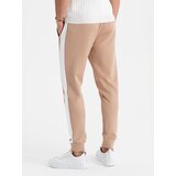 Ombre Men's sweatpants joggers with contrasting stripes - beige | Shoptok.si
