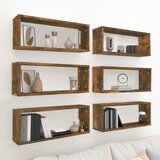  Kockaste zidne police 6 kom dimljeni hrast 60x15x23 cm drvene | shoptok.hr