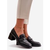 VINCEZA Elegant Leather Women's Heeled Shoes Black 91116 | shoptok.hr