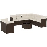 Maison Chic Seti vrtnega pohištva - Vrtna garnitura - Vrtni pohištvo set 10-delna z blazinami rjava poli ratan, (21811665) | Shoptok.si