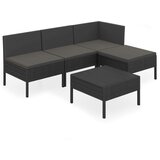  5-dijelna vrtna garnitura od poliratana s jastucima crna | shoptok.hr
