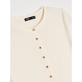 Sinsay Rebrasta bluza s dodatkom viskoze i ukrasnim gumbima Slike