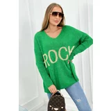 Kesi Sweater with Rock inscription light green