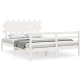 The Living Store Posteljni okvir z vzglavjem bel 140x200 cm trden les - Posteljni Okvir, (21523661) | Shoptok.si