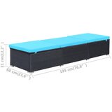  Ležaljka za sunčanje od poliratana s jastukom crna | shoptok.hr