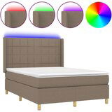  Box spring s madracem LED smeđesivi 140x200 cm tkanina | shoptok.hr