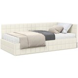vidaXL Kutni krevetni okvir s madracem 2 kom. Krema Baršun - Krema 90 x 190 cm | shoptok.hr