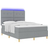  LED Box Spring Krevet Svijetlo siva 140 x 200 cm tkanina Svjetlosiva | Shoptok.si