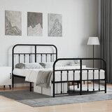 Maison Chic Kovinski Posteljni okvir - Dvoposteljna postelja - Zakonska postelja z vzglavjem in vznožjem črn 120x190 cm, (21696522) | Shoptok.si