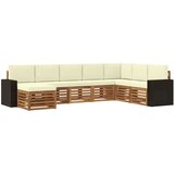 vidaXL Zunanja garnitura za sedenje z blazino 8 pcs Naravna in smetana, (5000282611) | Shoptok.si