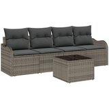 vidaXL 5-delni vrtni sofaset z blazinami siva poli ratan, 2-sedežna vrtna sofa z blazinami siva poli ratan Cene