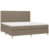 box spring s madracem LED smeđesivi 200x200 cm tkanina | shoptok.hr