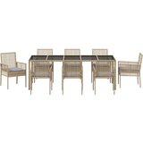  Set 5 Bež in črna Poli ratan, prašno lakirano jeklo, kaljeno steklo, (22087743) | Shoptok.si