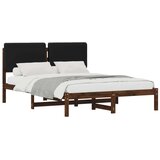  Krevetni okvir s tapiciranim uzglavljem Tamno smeđa i crna - tamno smeđa i crna 140 x 190 cm | shoptok.hr