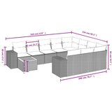  11-dijelni set vrtnih sofa od poliratana s jastucima crni | shoptok.hr