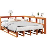  Knjižna postelja brez vzmetnice vošč. rjava 160x200 cm borovina, (21792399) | Shoptok.si