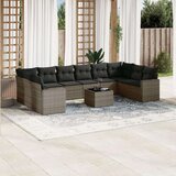 vidaXL 11-dijelni set vrtnih sofa od poliratana s jastucima sivi | shoptok.hr