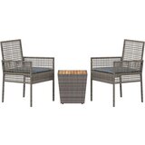  3-delni vrtni bistro set s blazinami sivo poli ratan, (22015373) | Shoptok.si