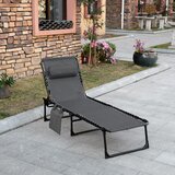 Outsunny ležalnik s 5-stopenjskim nagibnim naslonom in blazino, zložljiv vrtni ležalnik iz jekla in mrežaste tkanine, siva, (20744558) Cene