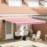 vidaXL ročna retraktibilna tenda rdeče in bele črte 400x300 cm Cene