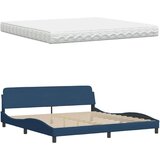 vidaXL Postelja z vzmetnico modra 200x200 cm blago, (22062519) | Shoptok.si