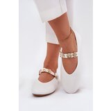 Boto Women's Ballet Flats With Strap And Golden Decorations White Firicene | Shoptok.si
