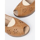 Shelvt Caramel openwork wedge sandals | Shoptok.si