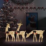  Božićna obitelj sobova 270x7x90 cm zlatna topla bijela mrežasta | shoptok.hr