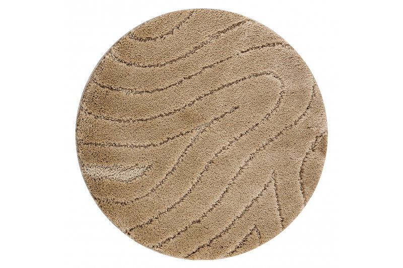 Kopalniška preproga SUPREME krog WAVES, valovi, nedrseča, mehka - bež cercle 100 cm, (5000175034)